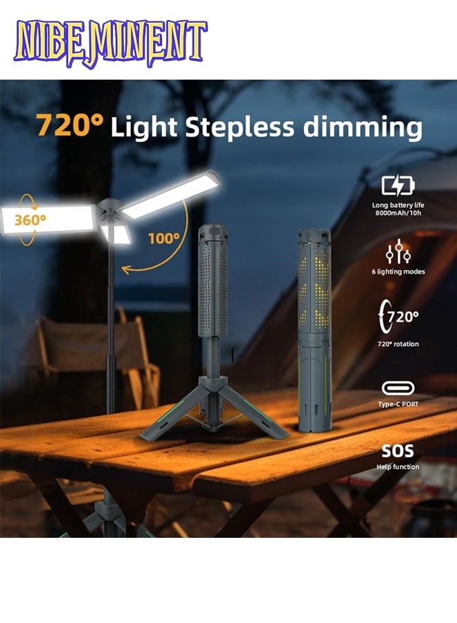 NIBEMINENT Rechargeable 8000mAh Camping and Work Light with Adjustable Stand 3.4 ft, 3000 Lumen Cordless Work Light Featuring 3 Adjustable Heads, Dimmable Emergency Flashlight with Telescopic Tripod - Image 5